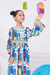 Ochre Clothing Stitched 1 Piece Western Kids Dress-OCH-DPPLD-9