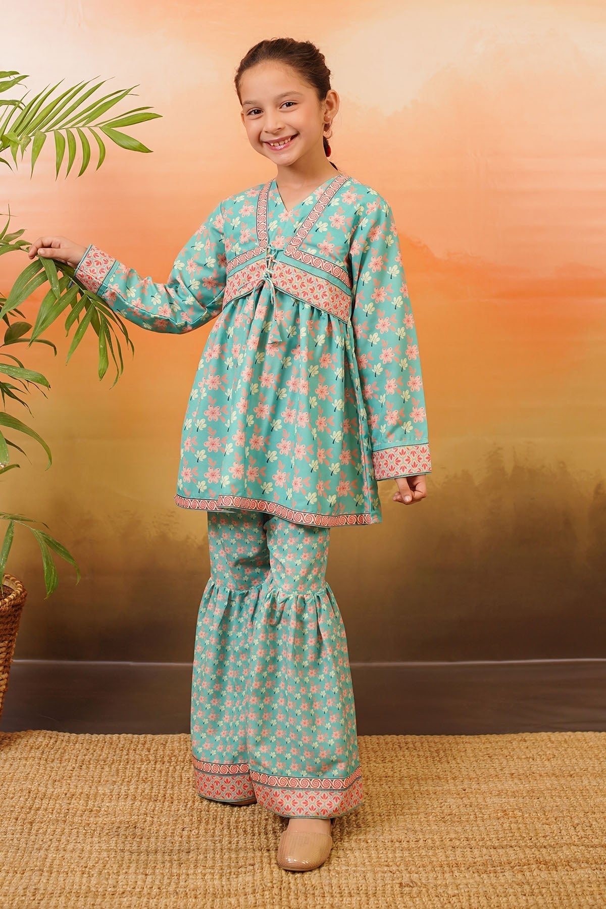 Swiss Lawn Digital Printed 2 Pc Suit - Wear Ochre