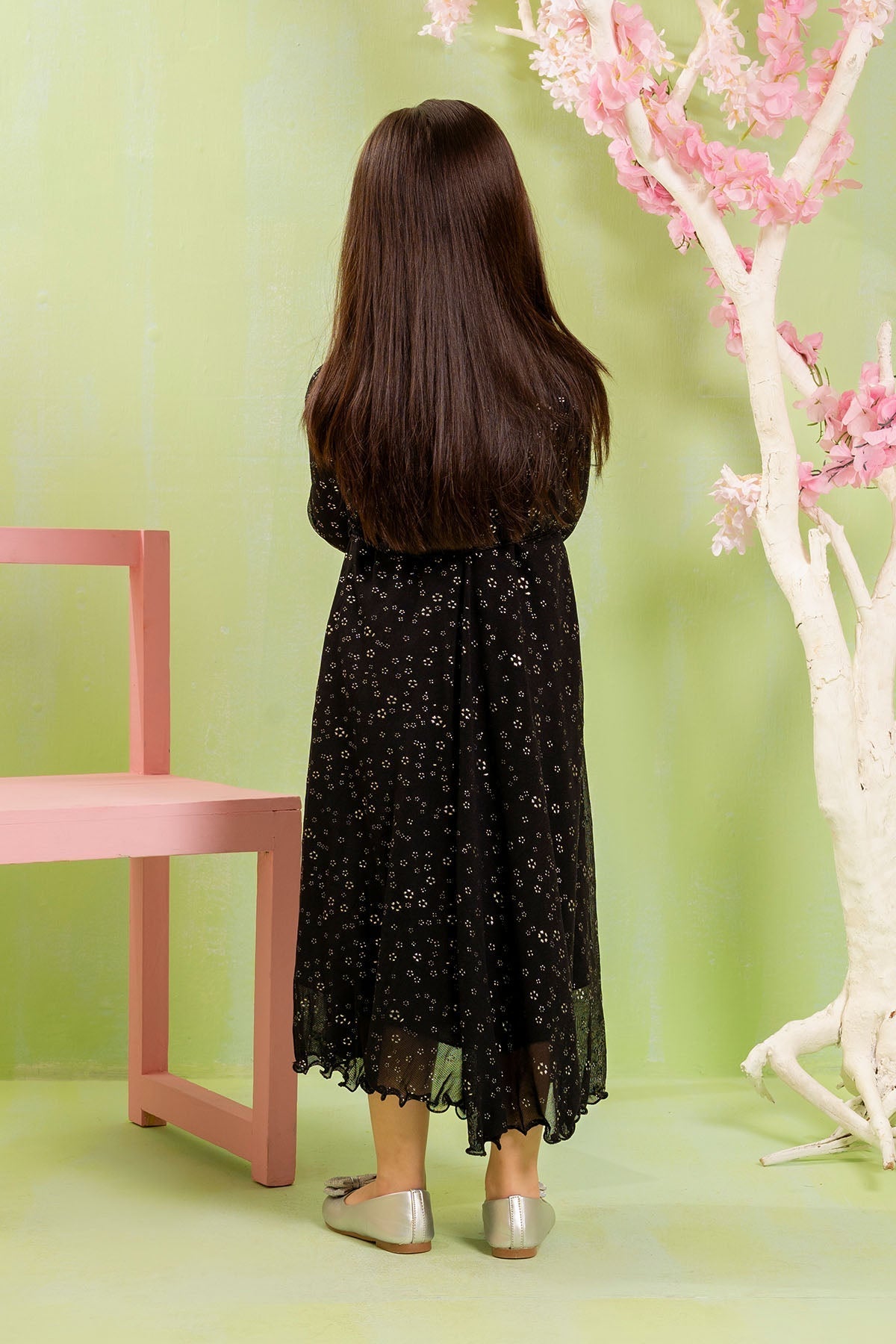 Ochre Clothing Western Tops Printed Georgette Full Length Dress