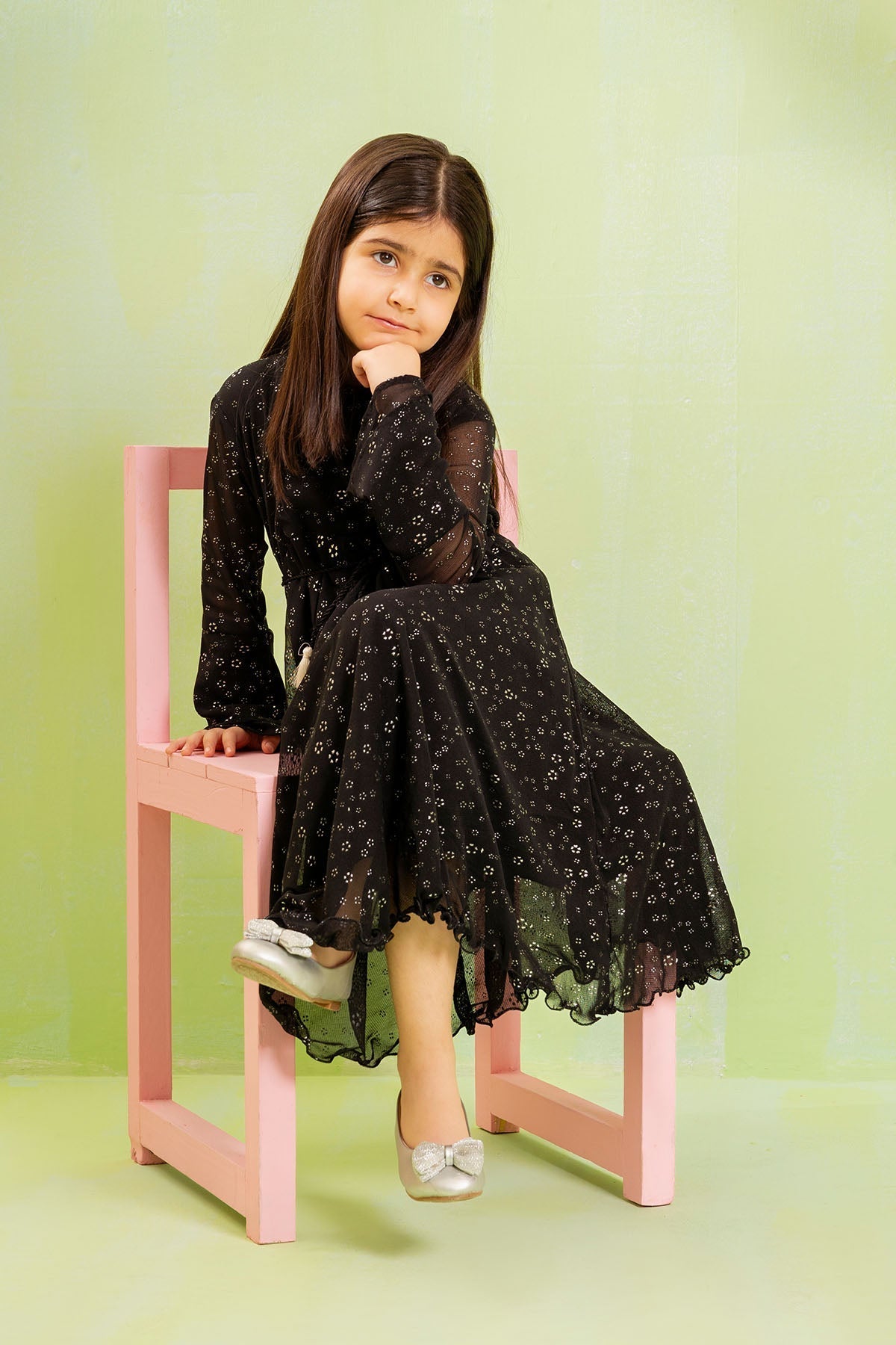 Ochre Clothing Western Tops Printed Georgette Full Length Dress