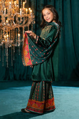 Ochre Clothing Kids Winter-Velvet Hand Adda Work 3 Pc Suit-OVF-46