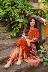 Ochre Clothing Velvet Hand Adda Work 3 Pc Suit Collection'2025-OVF-41