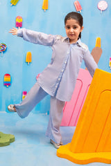 Ochre Clothing Kids Toddlers-Chambray Cotton 2 Pc Suit-INWC-06