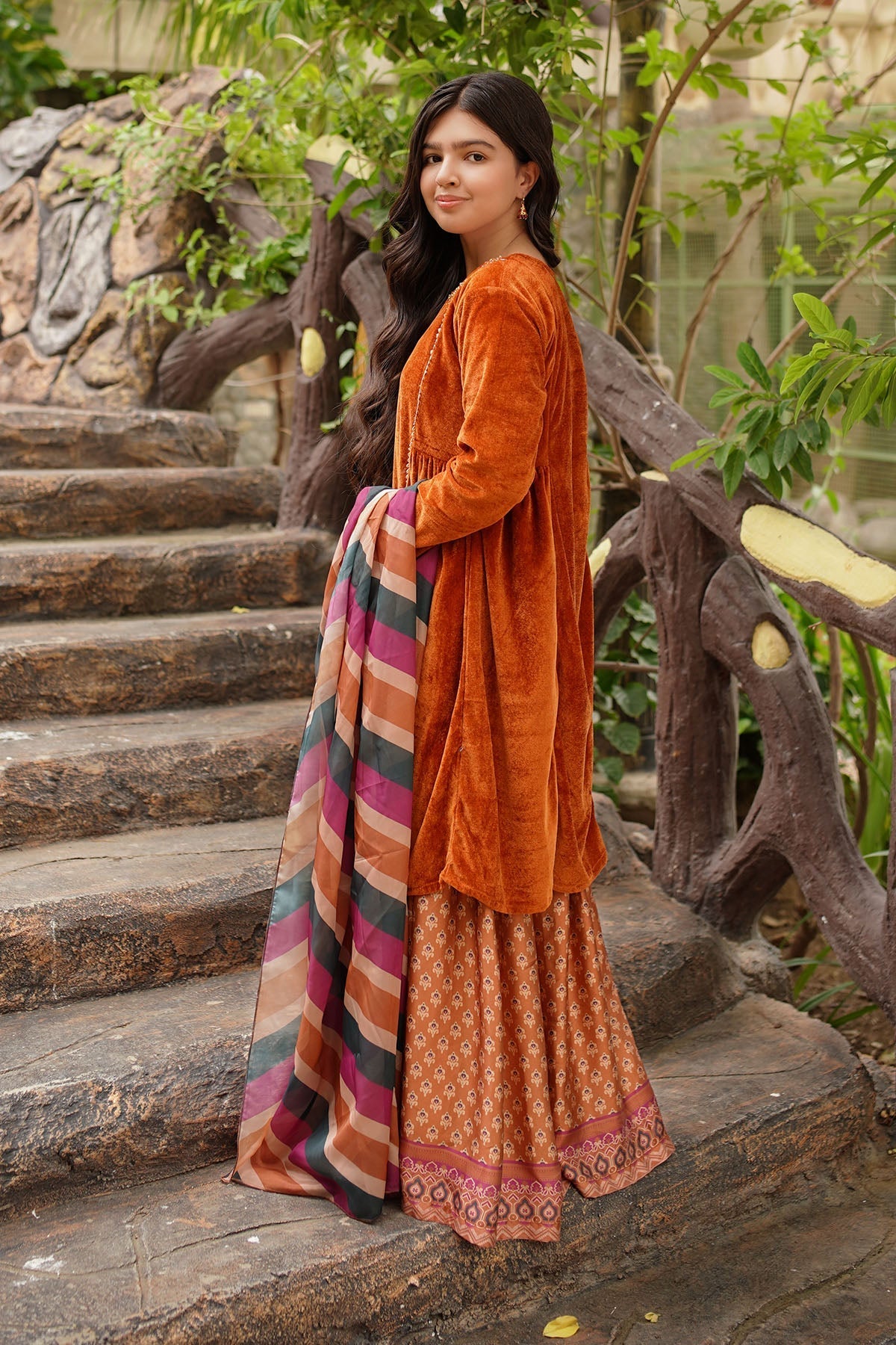 Ochre Clothing Velvet Hand Adda Work 3 Pc Suit Collection'2025-OVF-41