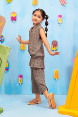 Ochre Clothing Kids Toddlers-Printed Georgette 2 Pc Suit-INWC-05