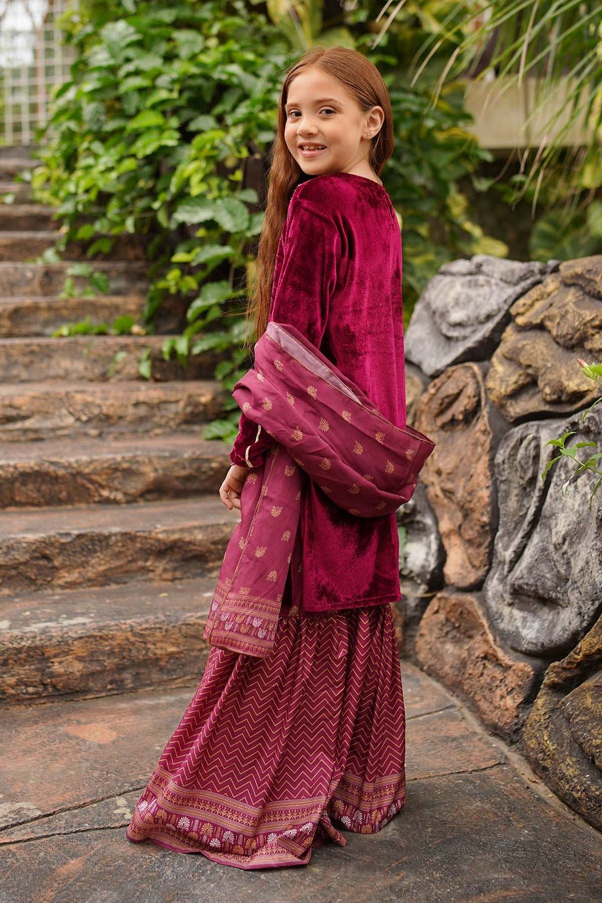 Ochre Clothing Velvet Hand Adda Work 3 Pc Suit Collection'2025-OVF-39