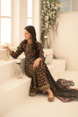 Ochre Clothing Herringbone Digital Printed 3 Pc Suit-COR-124