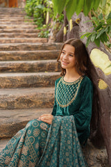 Ochre Clothing Velvet Hand Adda Work 3 Pc Suit