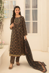 Ochre Clothing Herringbone Digital Printed 3 Pc Suit-COR-124