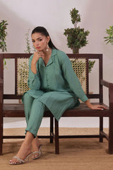 Ochre Clothing Women's Casual -Slub Cotton 2 Pc Suit-SOLS-18