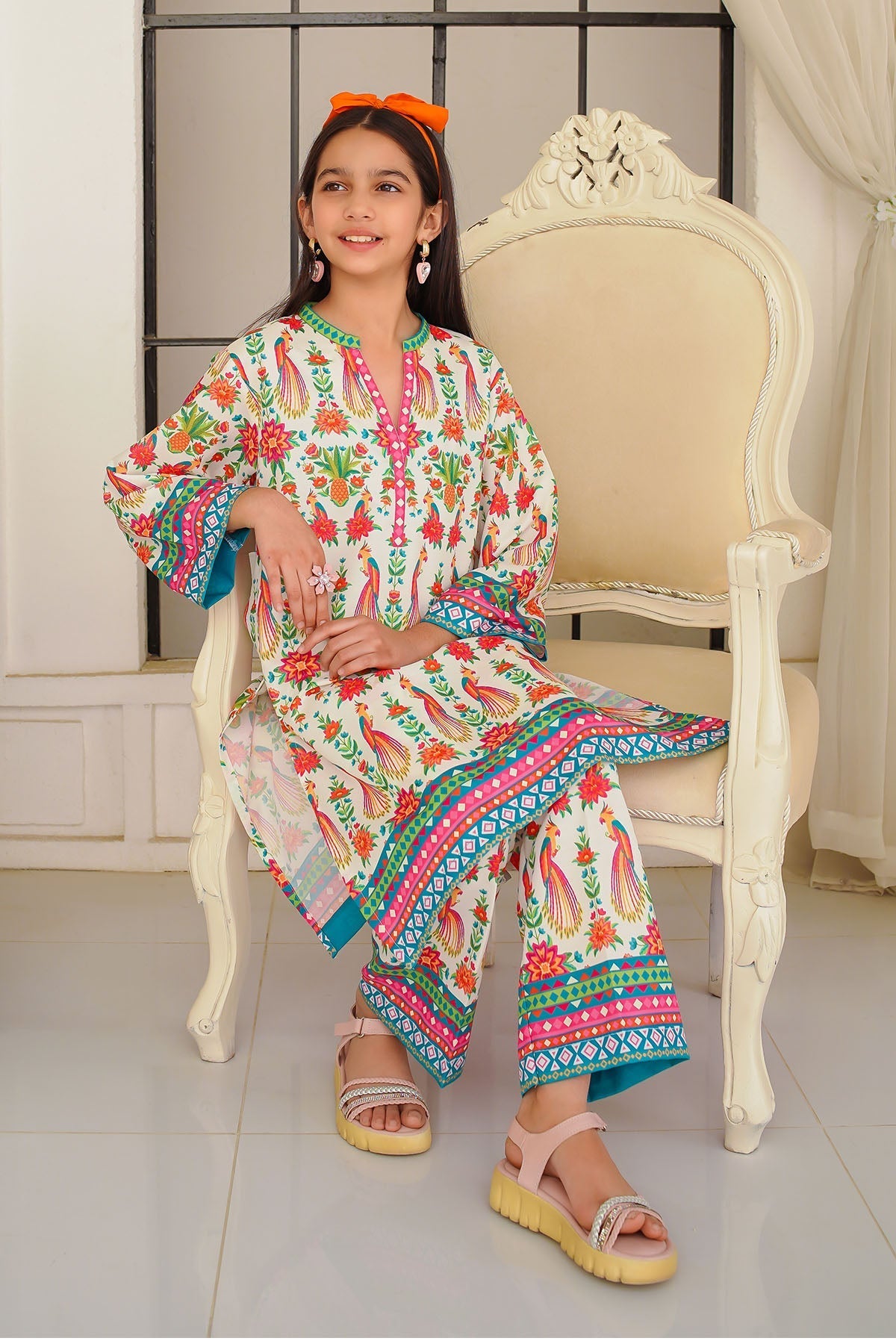 Swiss Lawn Digital Printed 2 Pc Suit - Wear Ochre