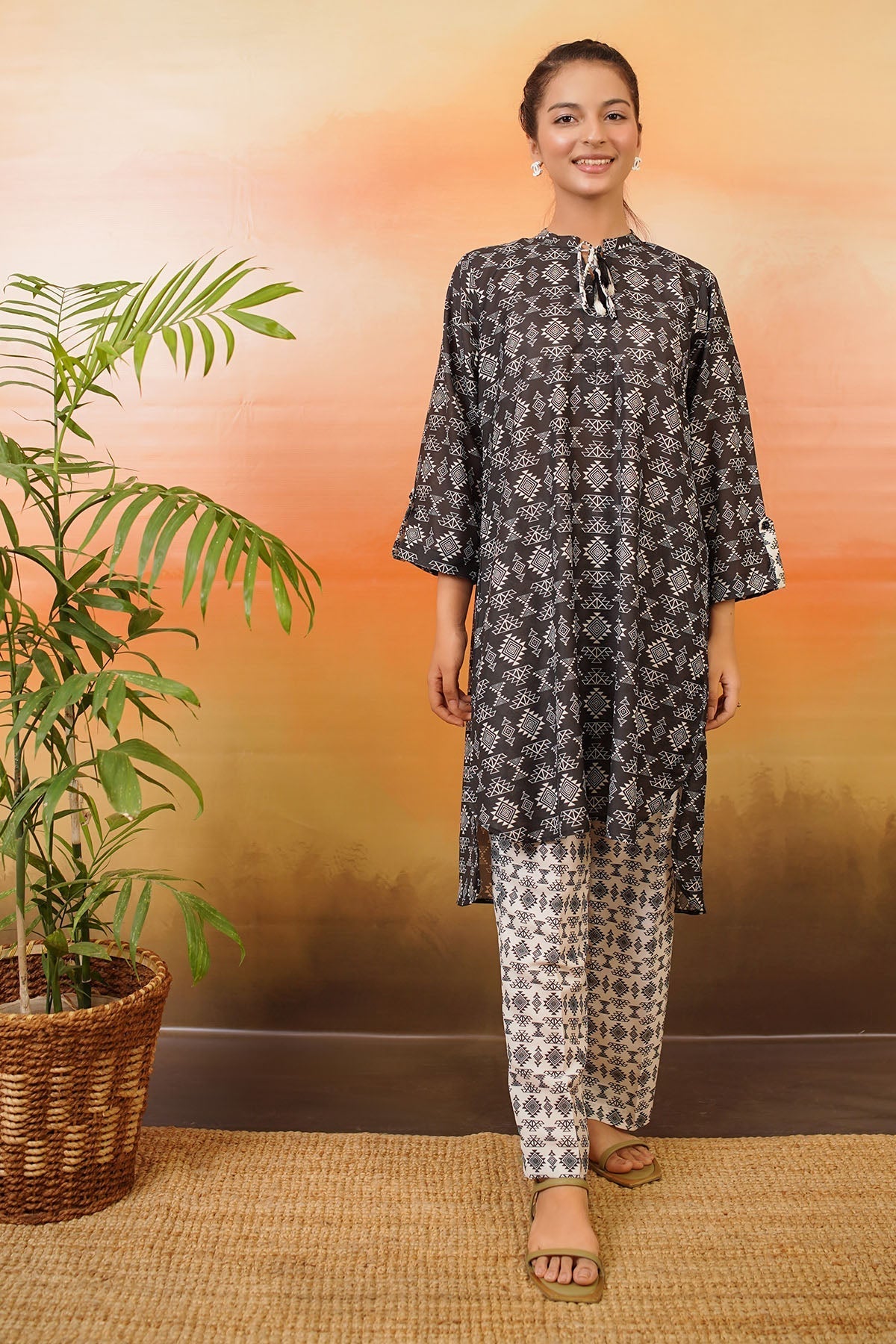 Swiss Lawn Printed 2 Pc Suit - Wear Ochre