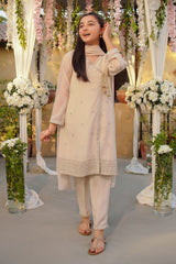 Ochre Clothing Girls Full Suits Chiffon Embroidered 3 Pc Suit