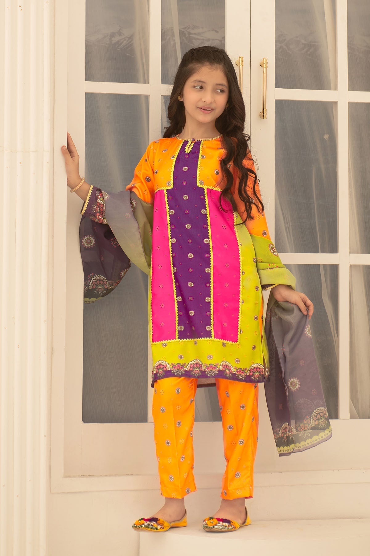 Ochre Clothing Herringbone Digital Printed 3 Pc Suit-COR-111