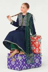 Ochre Clothing Kids Winter-Raw Silk Embroidered 3 Pc Suit-MHD-16