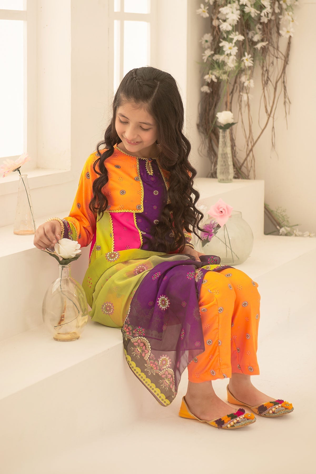 Ochre Clothing Herringbone Digital Printed 3 Pc Suit-COR-111