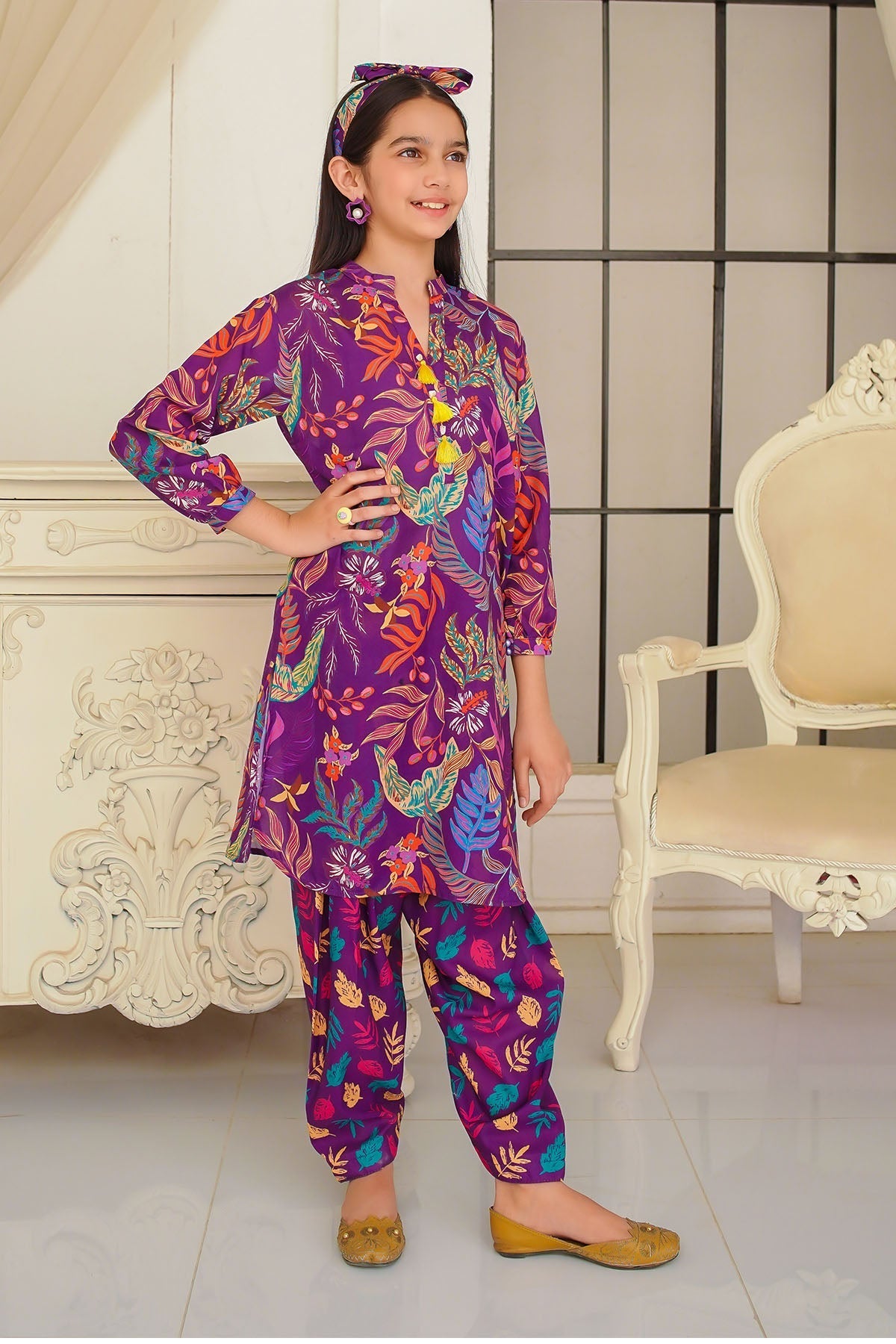 Swiss Lawn Digital Printed 2 Pc Suit - Wear Ochre