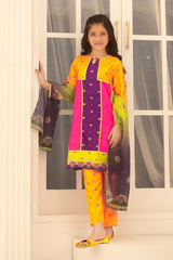 Ochre Clothing Herringbone Digital Printed 3 Pc Suit-COR-111