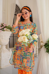 Swiss Lawn Digital Printed 2 Pc Suit - Wear Ochre