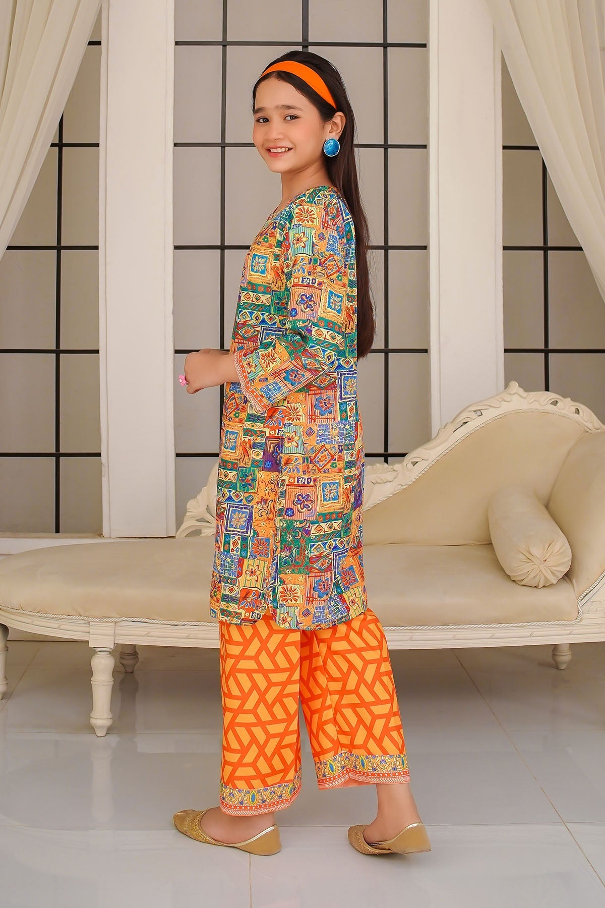 Swiss Lawn Digital Printed 2 Pc Suit - Wear Ochre