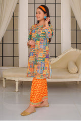 Swiss Lawn Digital Printed 2 Pc Suit - Wear Ochre