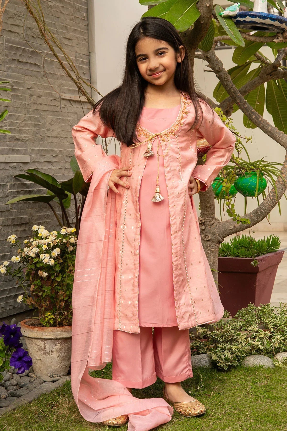 Best Viscose Jacquard Hand Adda Work 3 Pc Suit - Wear Ochre -