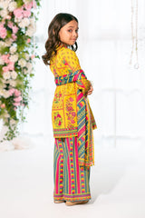 Ochre Clothing Kids Toddlers Festive-Herringbone Digital Printed 3 Pc Suit-INDP-48