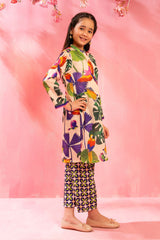 Ochre Clothing Girls Co-ords Swiss Lawn Digital Printed 2 Pc Suit