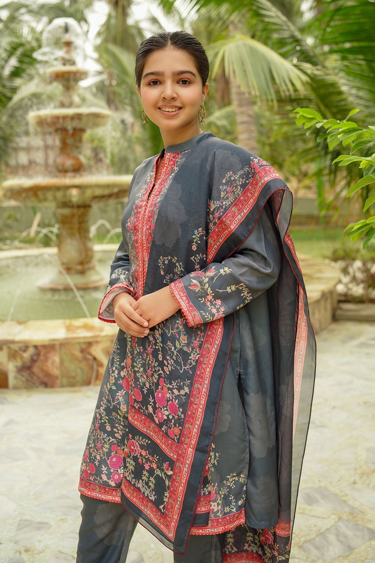 Ochre Clothing Stitched 3 Piece Digital Printed Herringbone Collection'2025-COR-119