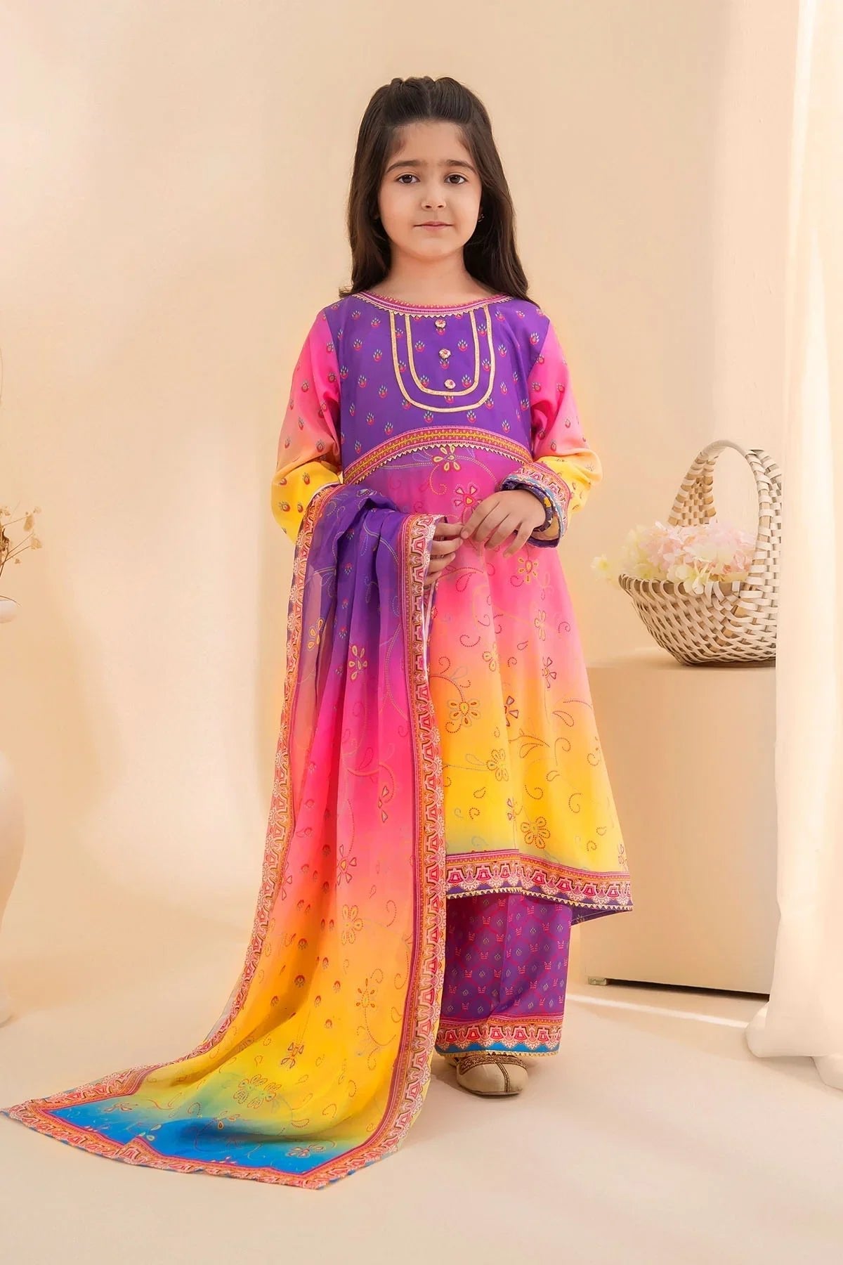 Best Poly Lawn Digital Printed 3 Pc Suit - Wear Ochre -