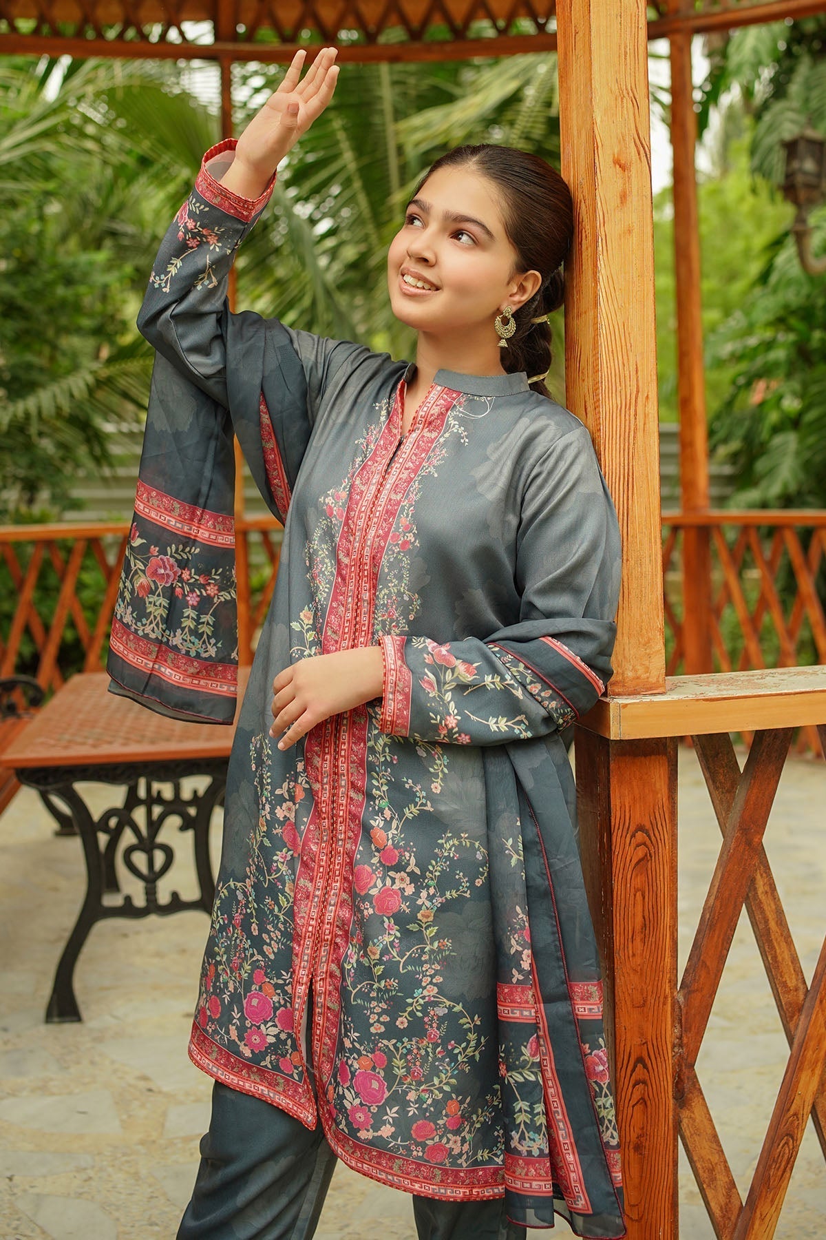 Ochre Clothing Stitched 3 Piece Digital Printed Herringbone Collection'2025-COR-119