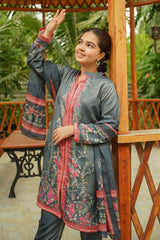 Ochre Clothing Stitched 3 Piece Digital Printed Herringbone Collection'2025-COR-119