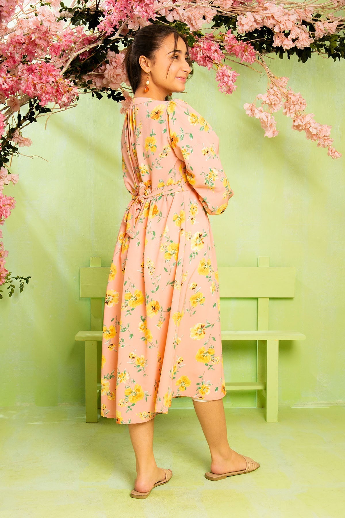 Ochre Clothing Western Tops Printed Georgette Full Length Dress