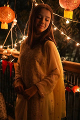 Best Chiffon Embroidered 3 Pc Suit - Wear Ochre -