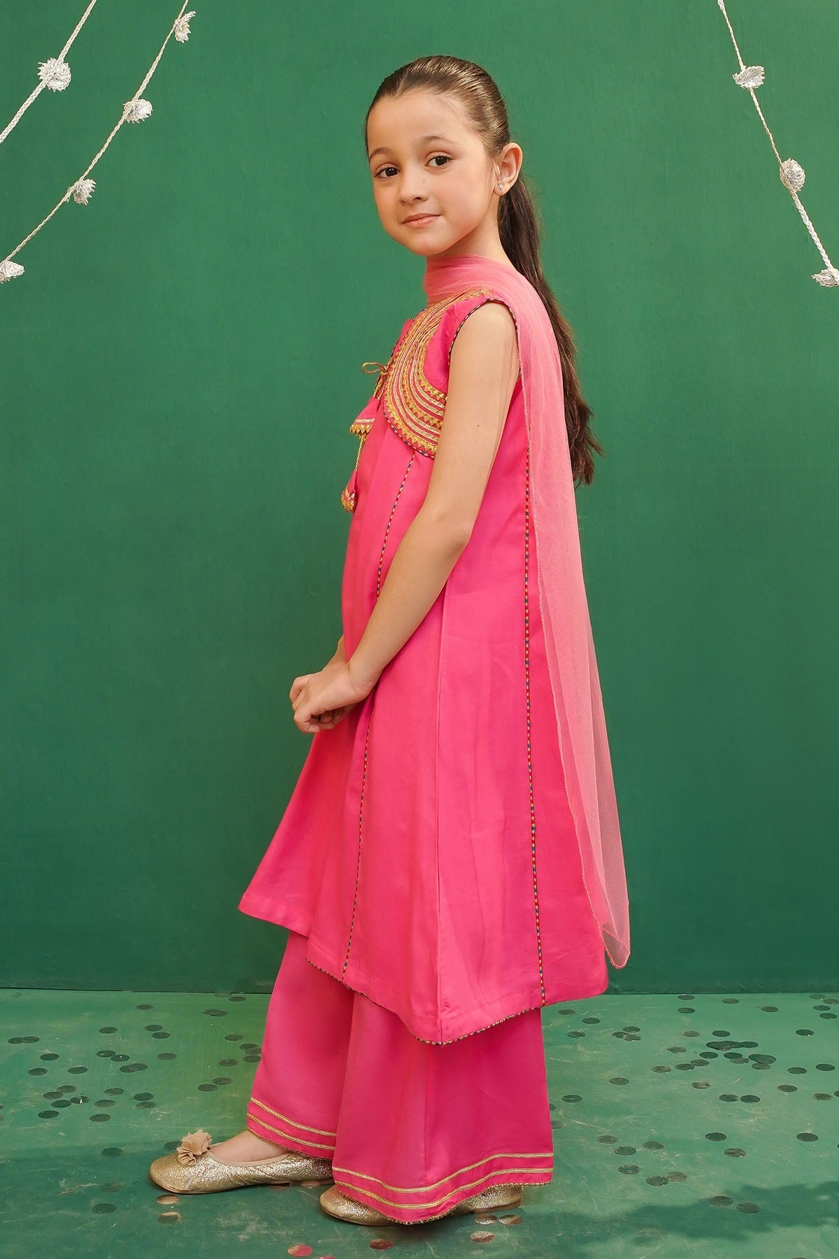 Rod Silk Embellished 3 Pc Suit - Wear Ochre