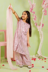 Ochre Clothing Sequence Embroidered Net 3 Pc Suit