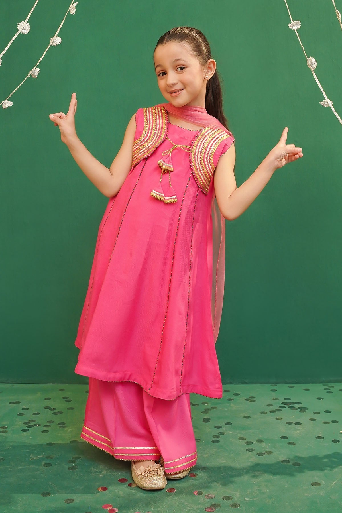 Rod Silk Embellished 3 Pc Suit - Wear Ochre