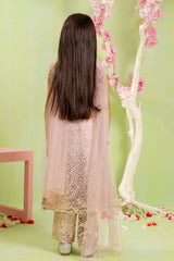 Ochre Clothing Sequence Embroidered Net 3 Pc Suit