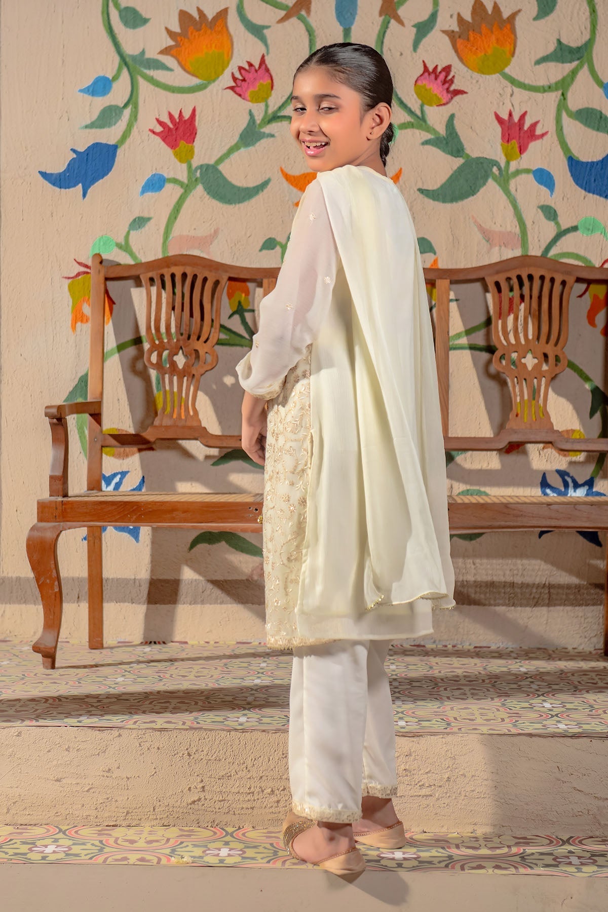 Chiffon Embroidered 3 Pc Suit - Wear Ochre