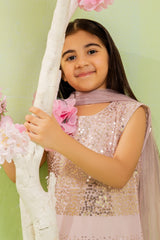 Ochre Clothing Sequence Embroidered Net 3 Pc Suit