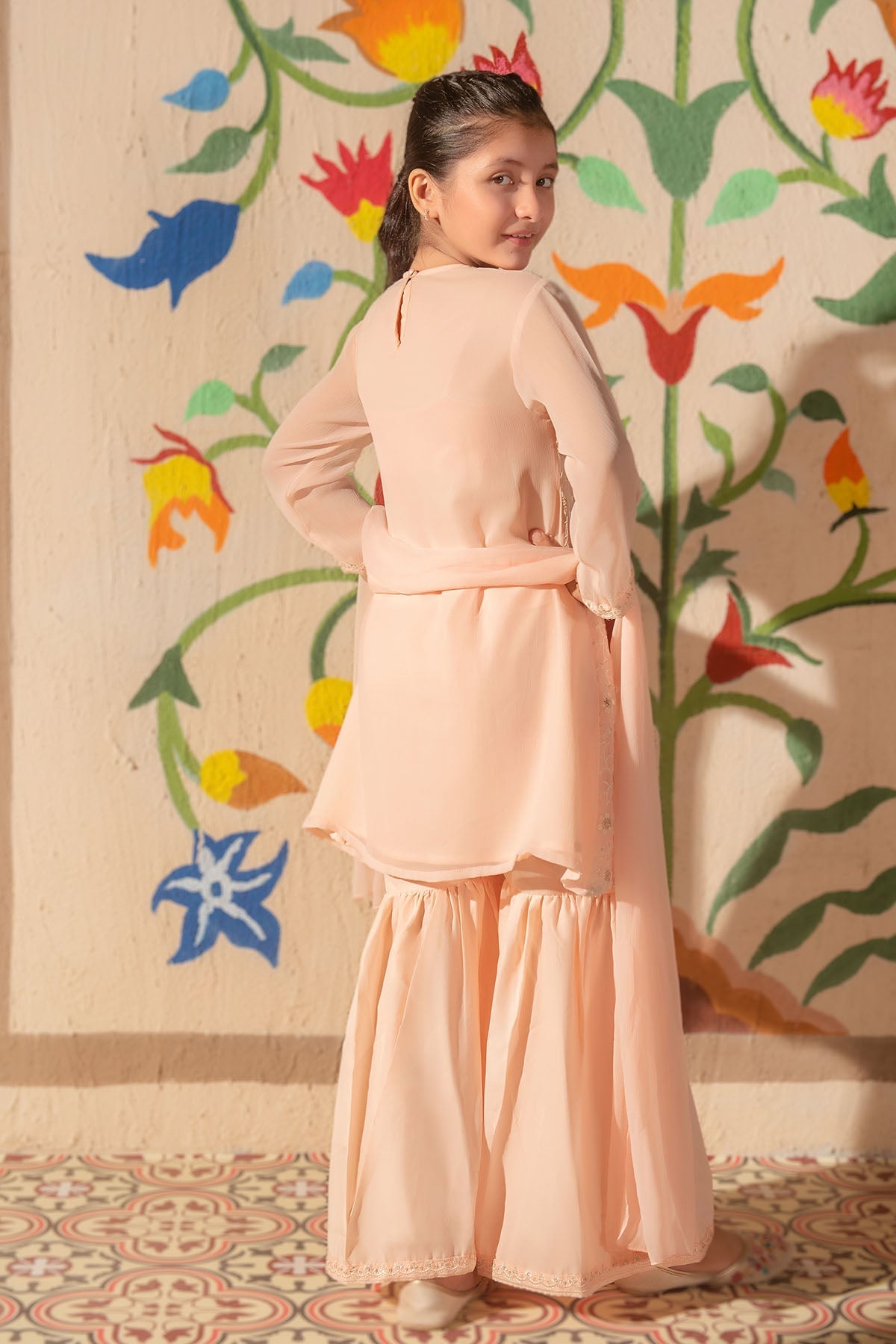 Chiffon Embroidered 3 Pc Suit - Wear Ochre