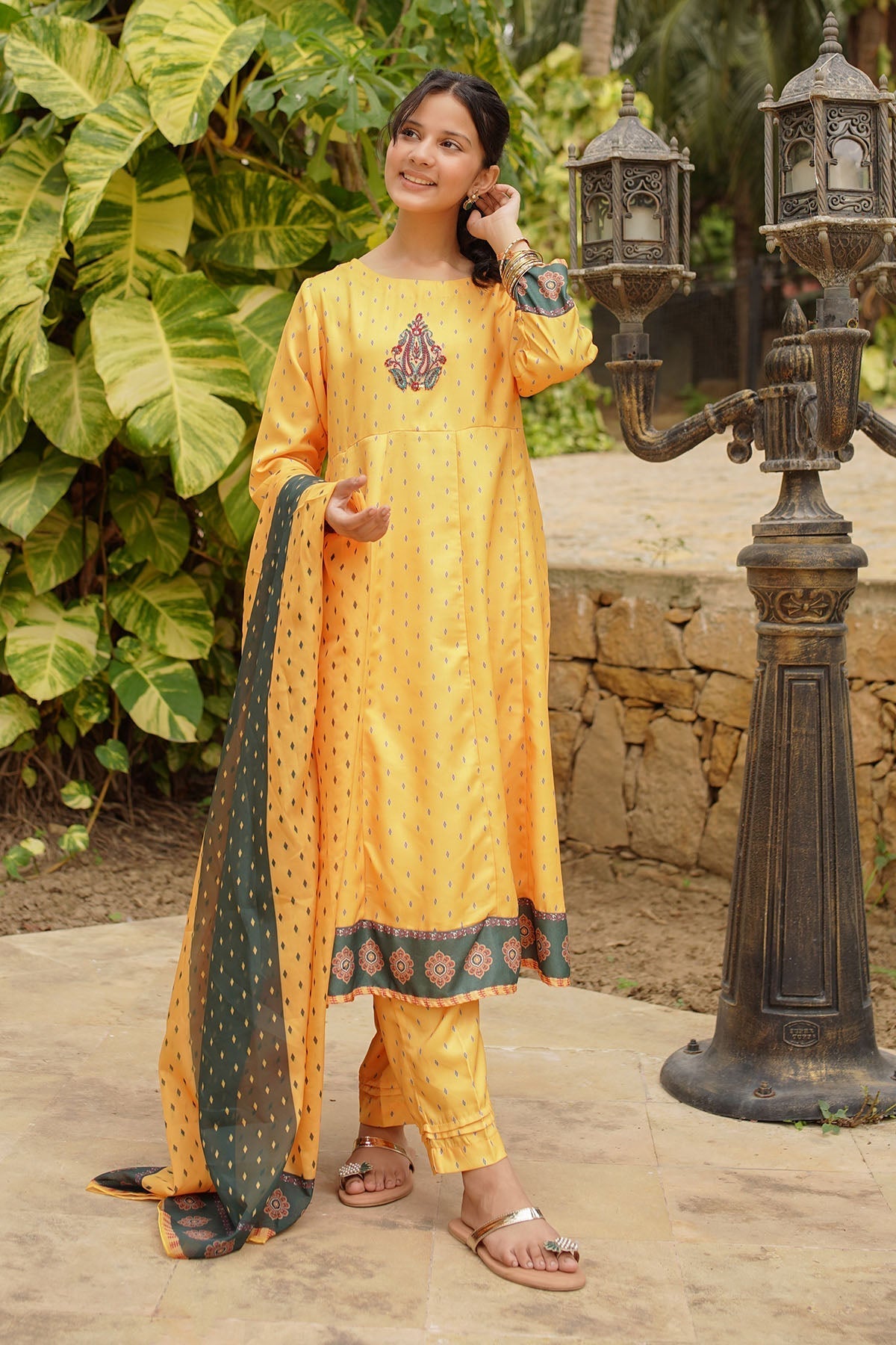 Ochre Clothing Stitched 3 Piece Digital Printed Herringbone Collection'2025-COR-112