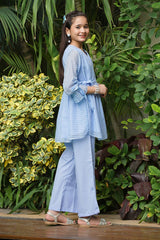 Ochre Clothing Girls Full Suits Printed Organza 2 Pc Suit