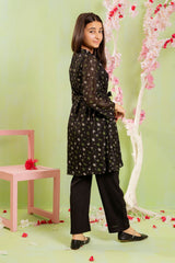 Ochre Clothing Girls Full Suits Printed Zari Chiffon 2 Pc Suit