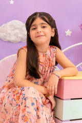 Ochre Clothing Kids Toddlers-Printed Chiffon Dress-INWD-24