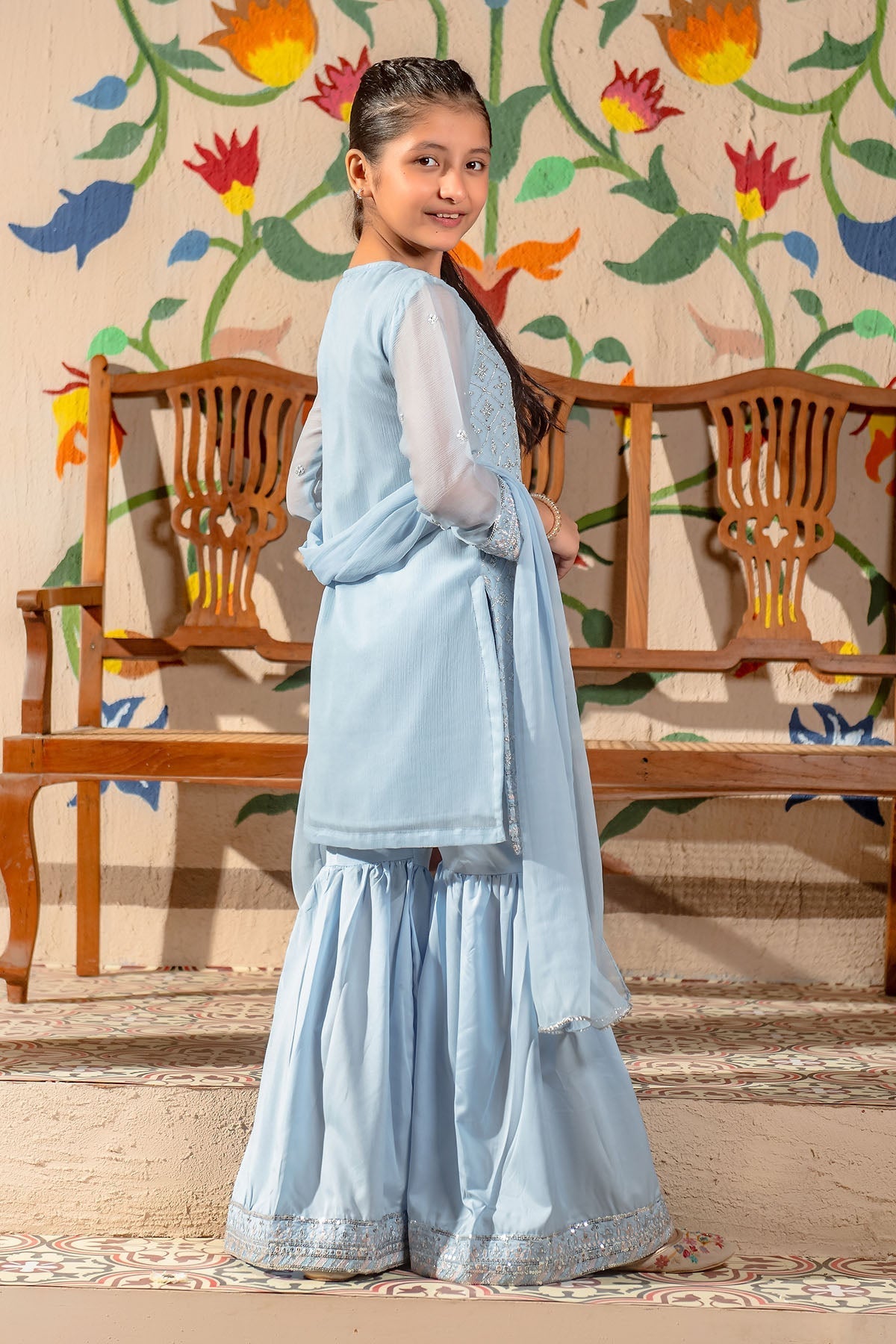 Chiffon Embroidered 3 Pc Suit - Wear Ochre