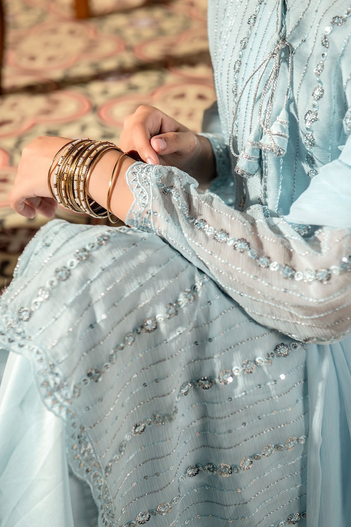 Chiffon Embroidered 3 Pc Suit - Wear Ochre