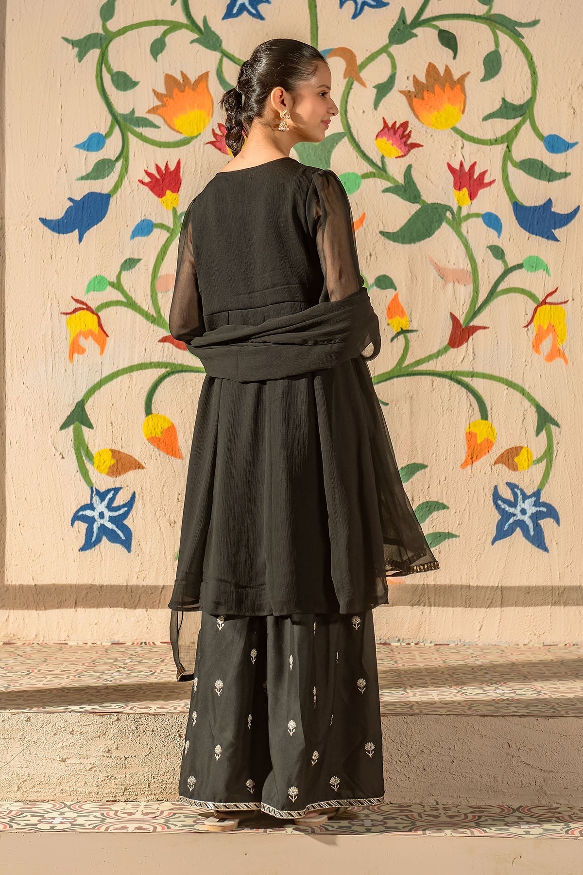 Chiffon Embroidered 3 Pc Suit - Wear Ochre