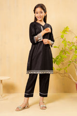 Ochre Clothing Girls Co-ords Cotton Embroidered 2 Pc Suit