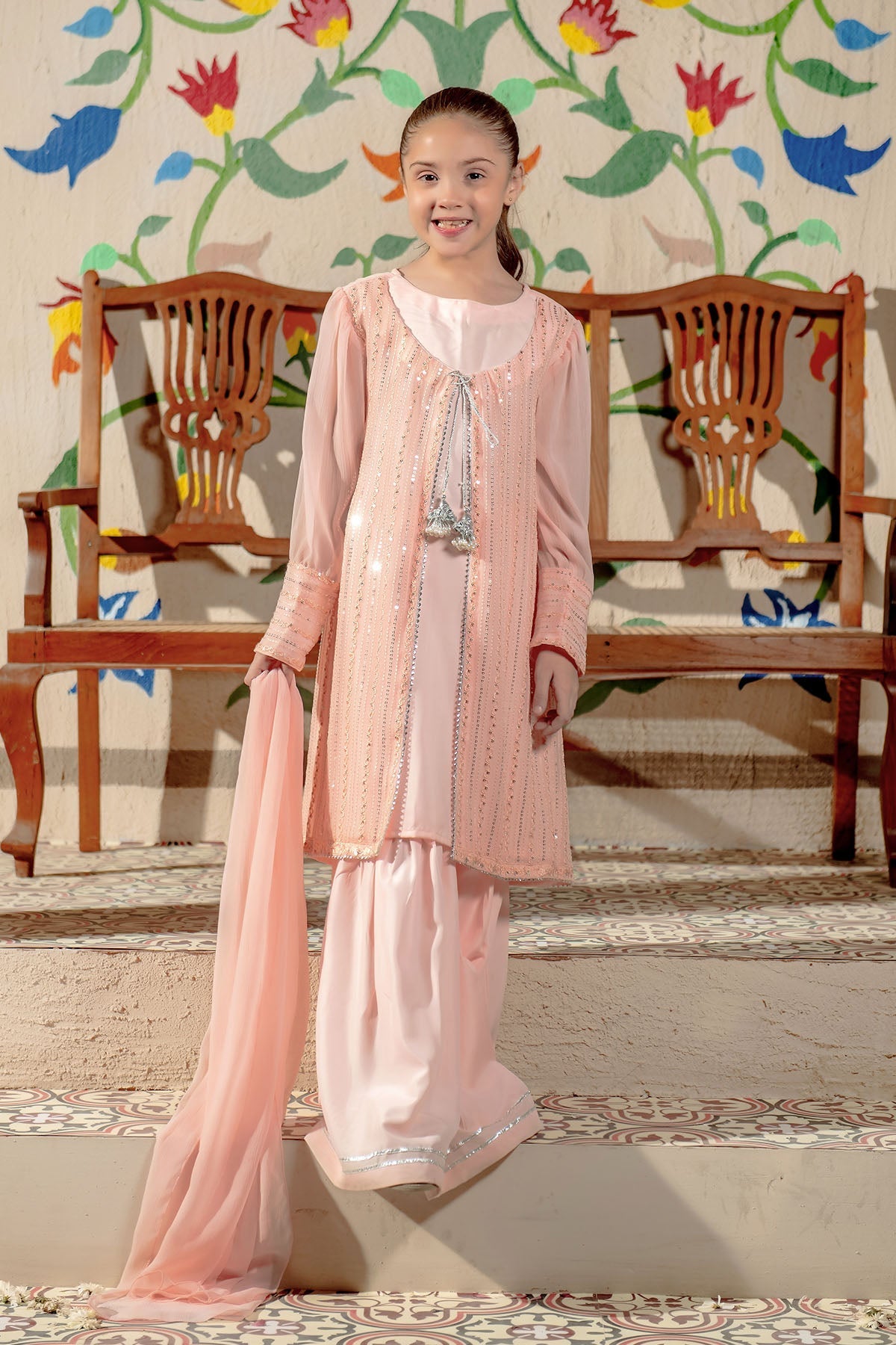 Chiffon Embroidered 3 Pc Suit - Wear Ochre